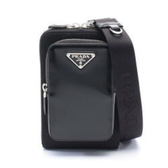 Prada TESSUTO SPAZZOL Phone Case Shoulder Bag Leather Black - Picture 1 of 4